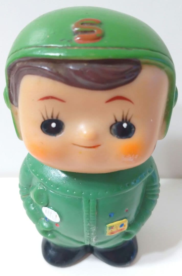 激レア　当時物　昭和レトロ　滋賀銀行　ソフビ　貯金箱　しがちゃん　9cm 宇宙服