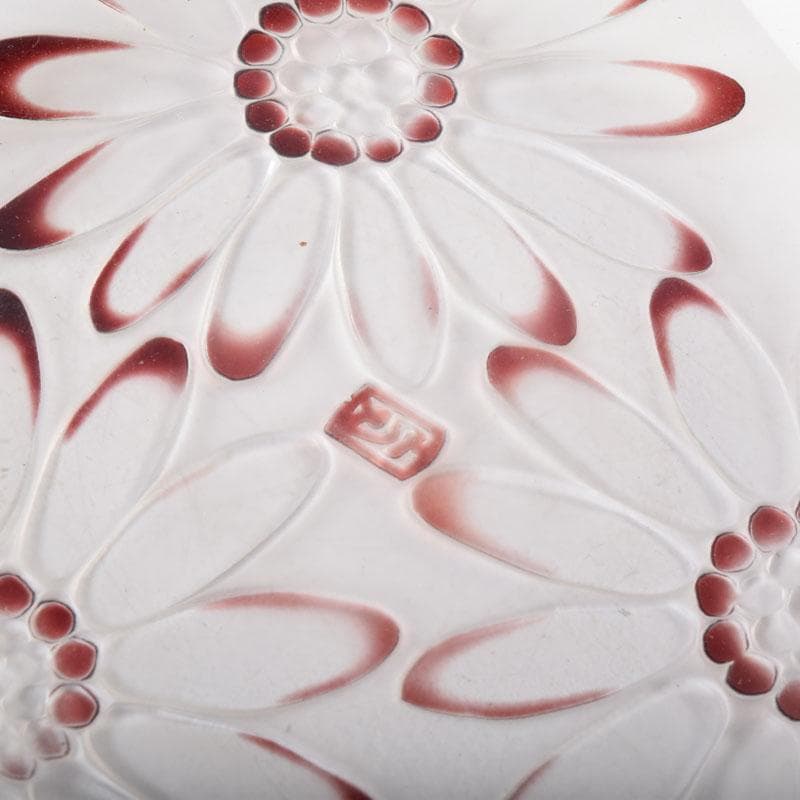 ガラス工芸 荒木良忠作 玻璃彫刻 銅赤花ノ輪文皿 共箱 C 9155 - メルカリ