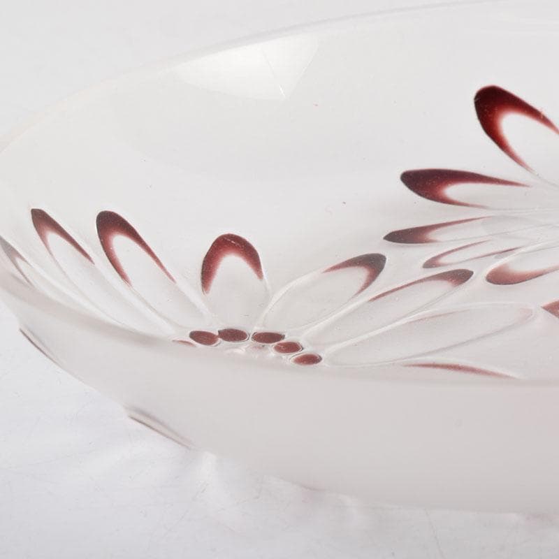 ガラス工芸 荒木良忠作 玻璃彫刻 銅赤花ノ輪文皿 共箱 C 9155 - メルカリ