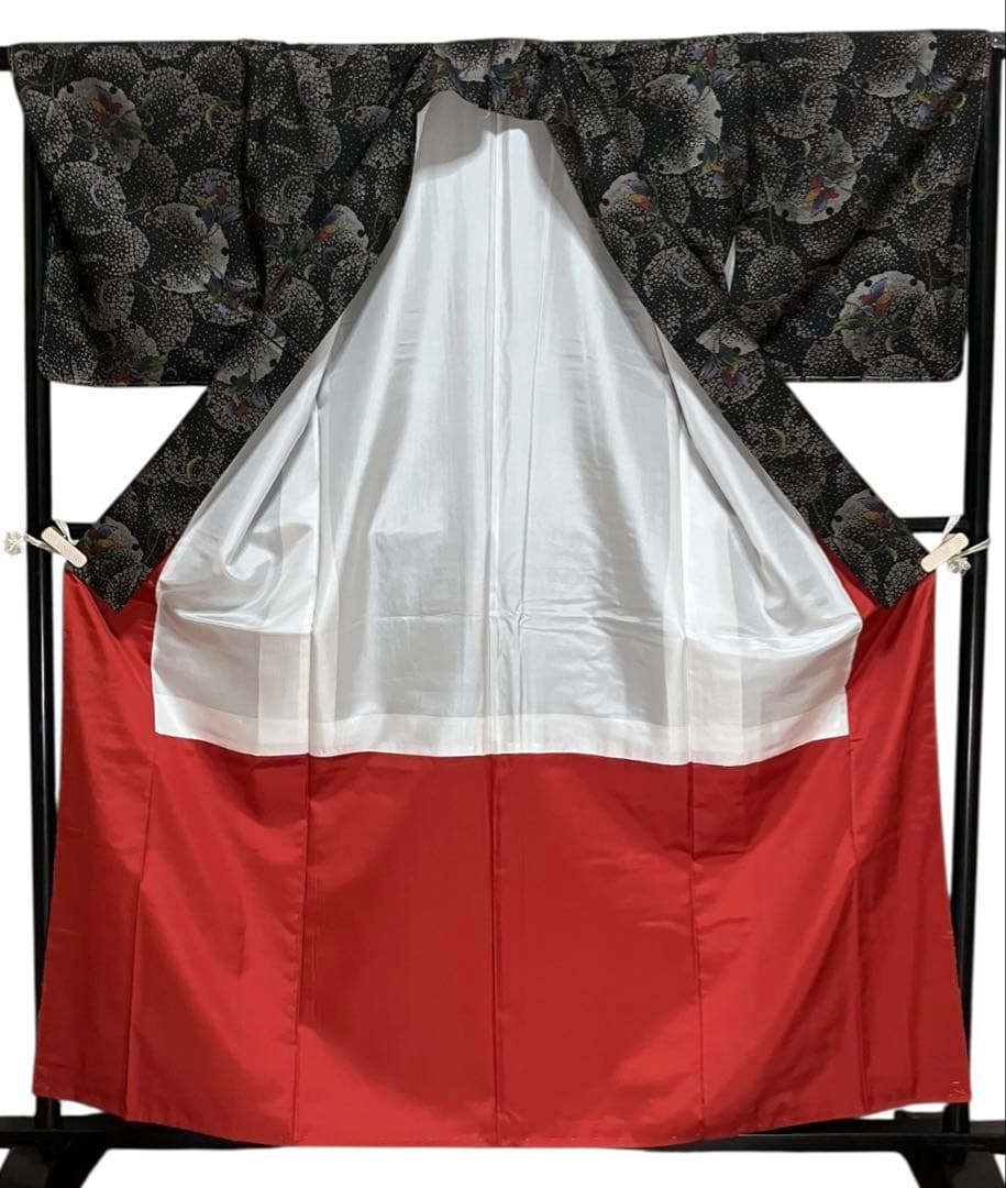 本場奄美大島紬 衣の音 経緯絣 小紋正絹 雪輪 花唐草 証紙 未使用