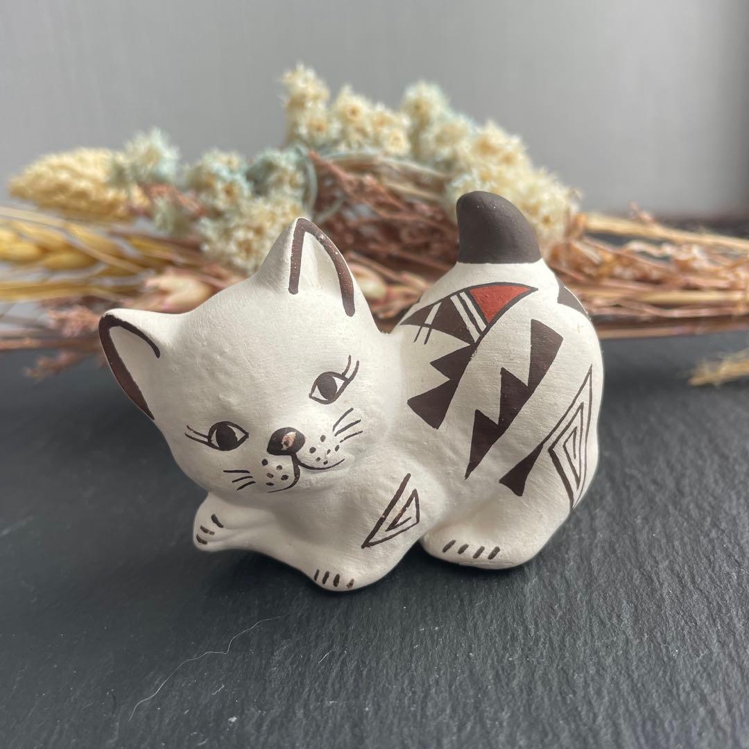 ヴィンテージ アコマ Acoma ポッテリー 猫 陶器 ネイティブアメリカン