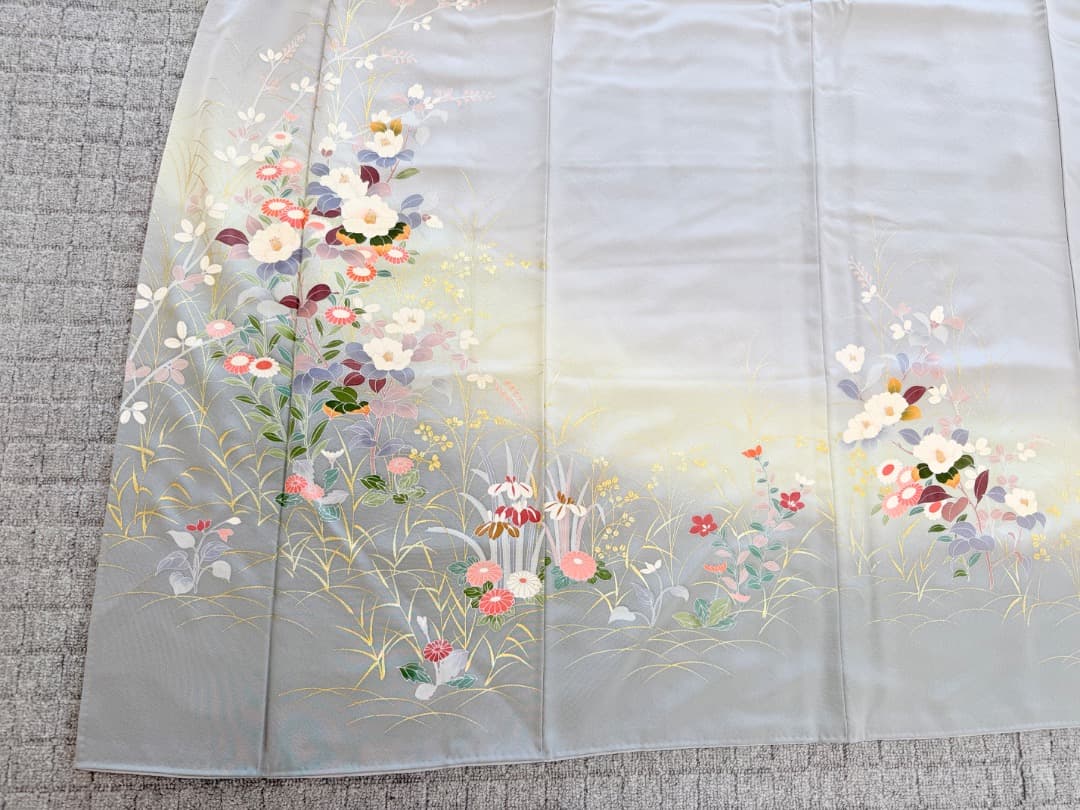 高級 訪問着 正絹 袷 ブルー 友禅 金彩 暈し染め フォーマル - メルカリ