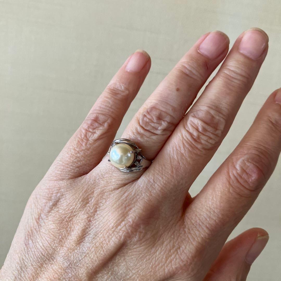 プラチナパールリング クラシックデザインダイヤリング