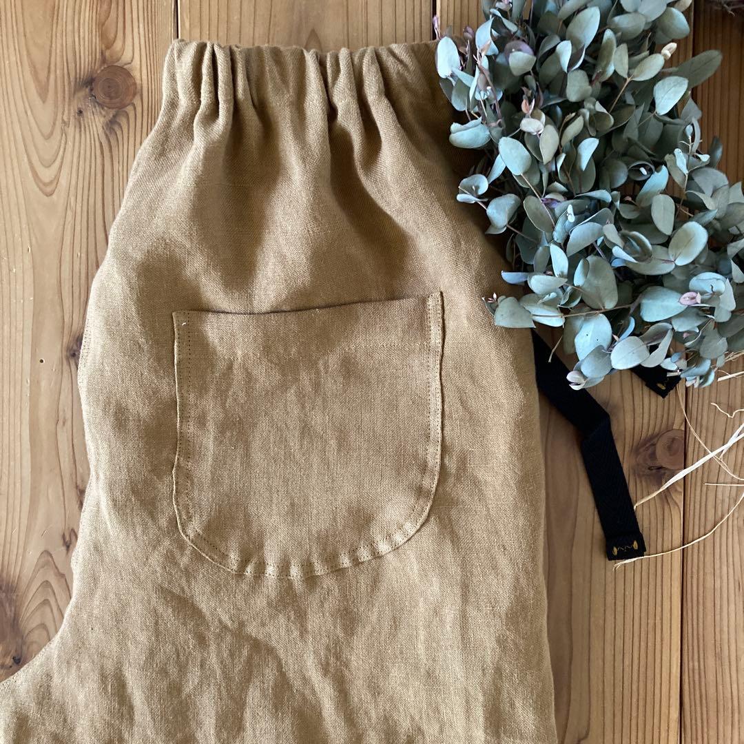 田村＊ハンドメイド＊サフィラン　フランスリネン　サルエルパンツ　キャメルＬ