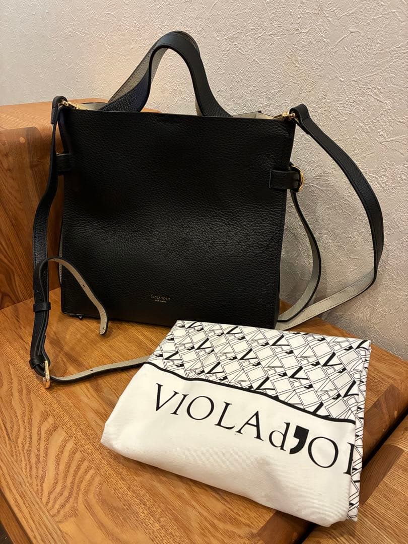 VIOLAd'ORO収納袋付きサイドベルトレザートートバック一度のみ使用美品