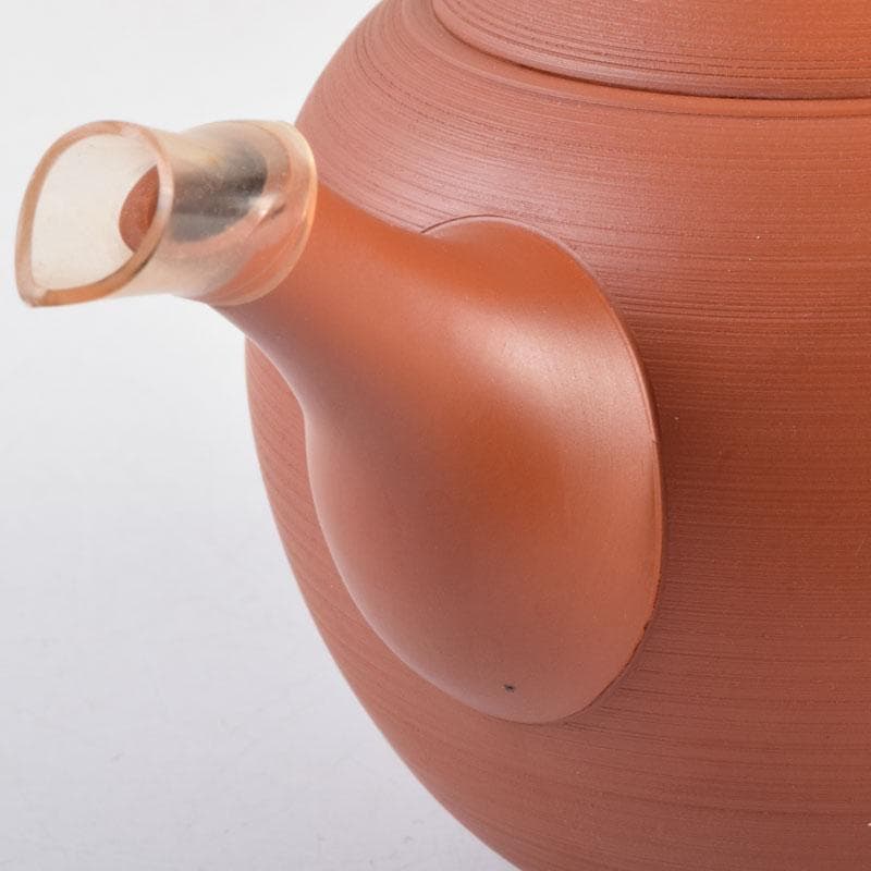 前茶道具 常滑焼 光松作 朱泥 松漢詩刻 横手急須 V 8654