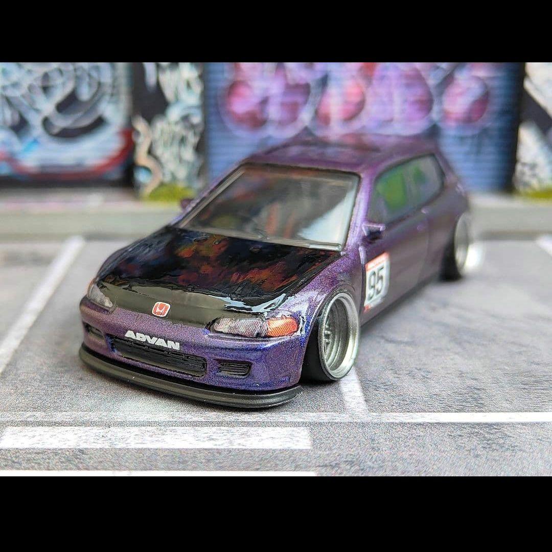 ホットウィールカスタム ホンダ シビック EG6 マジョーラ緑 ☆トミカ改造