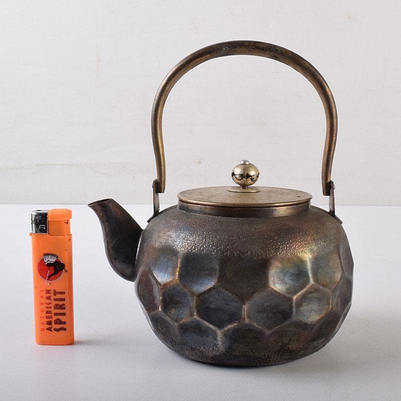 煎茶道具　いぶし銀　槌目　銀瓶　湯沸　急須　重さ約262g　C　8043