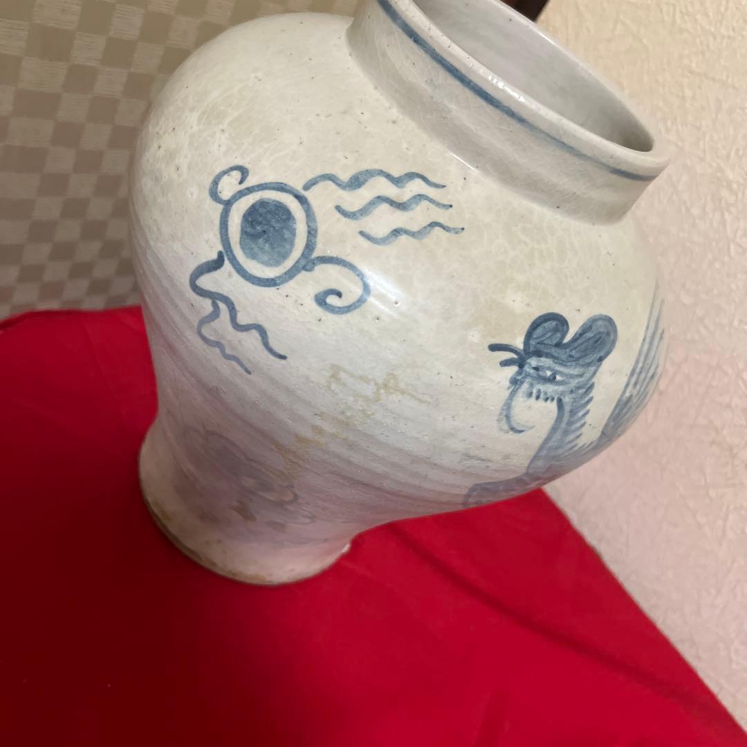 朝鮮美術 李朝白磁染付 鳳凰紋