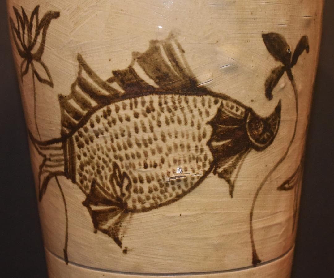 磁州窯　吉州窯　鉄絵　魚草文壷　23-12-03-07