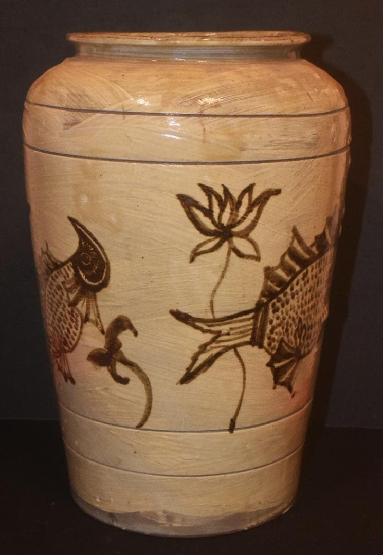 磁州窯　吉州窯　鉄絵　魚草文壷　23-12-03-07