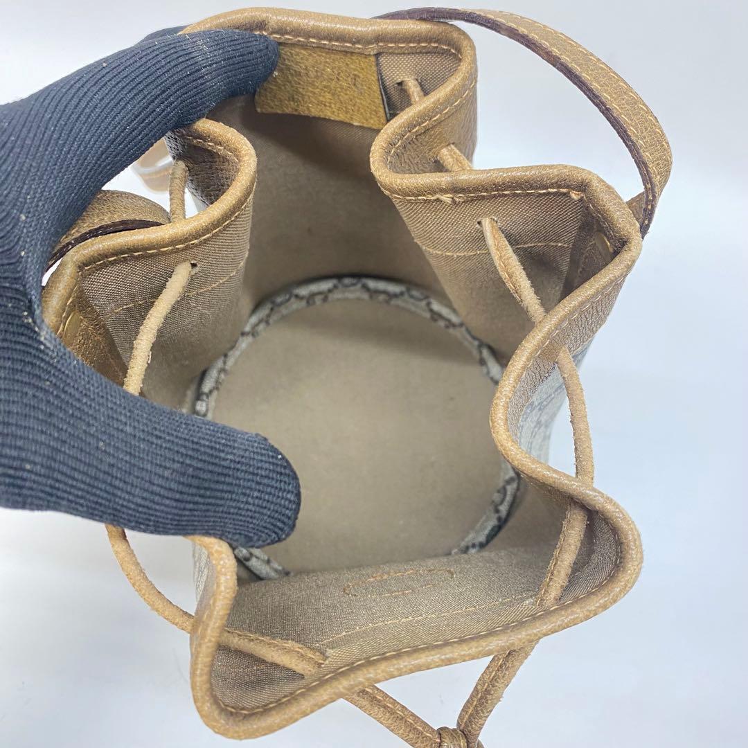 【美品】GUCCI 巾着ショルダーバッグ GGプラス グッチ PVCレザー