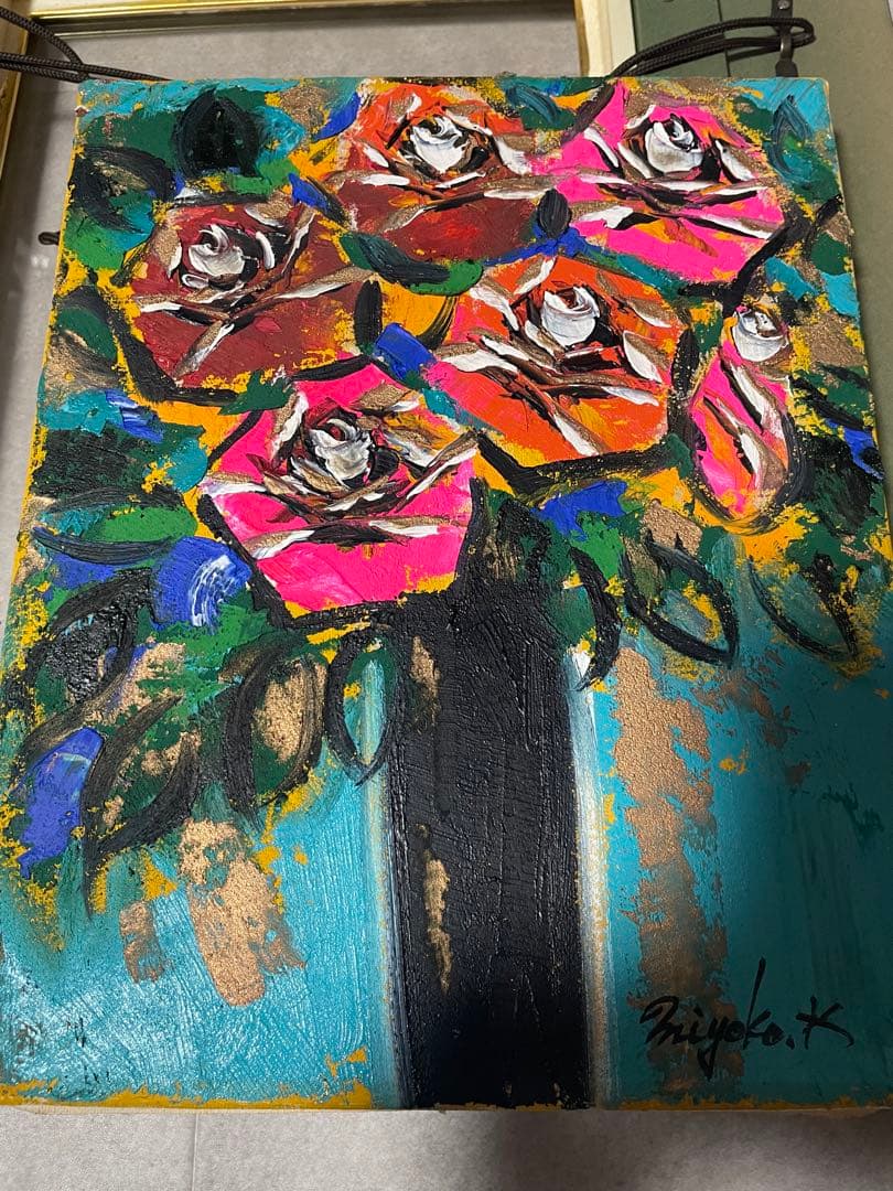 川島美依子|川島見依子|ばら|キャンバスに油彩 F3号|サイン有