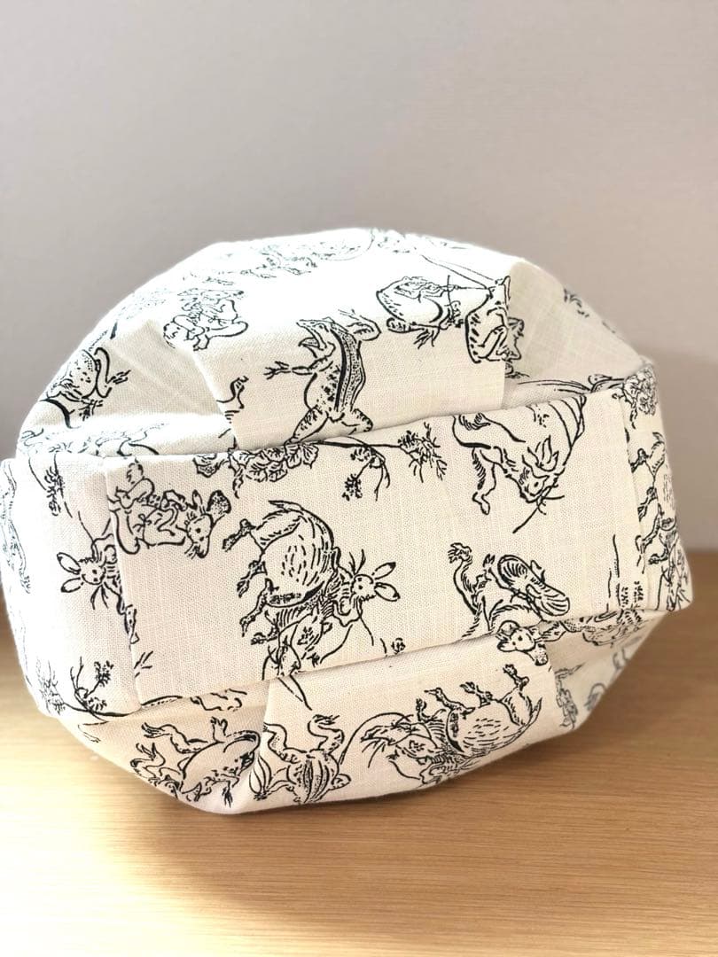 和装バック　着物バック和柄コットン生地・鳥獣戯画（アイボリー）入学卒業結婚式振袖