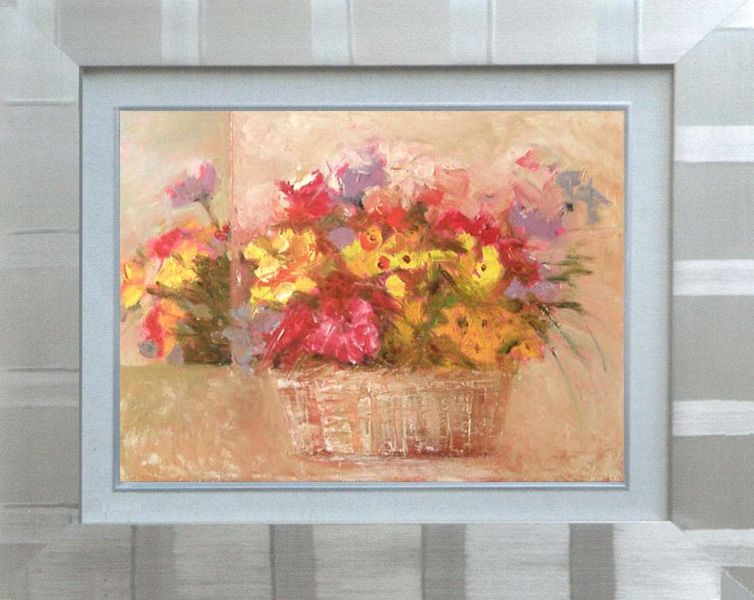 油絵 菅家令子 絵 絵画 インテリア 額付(白) uF6-110302 花