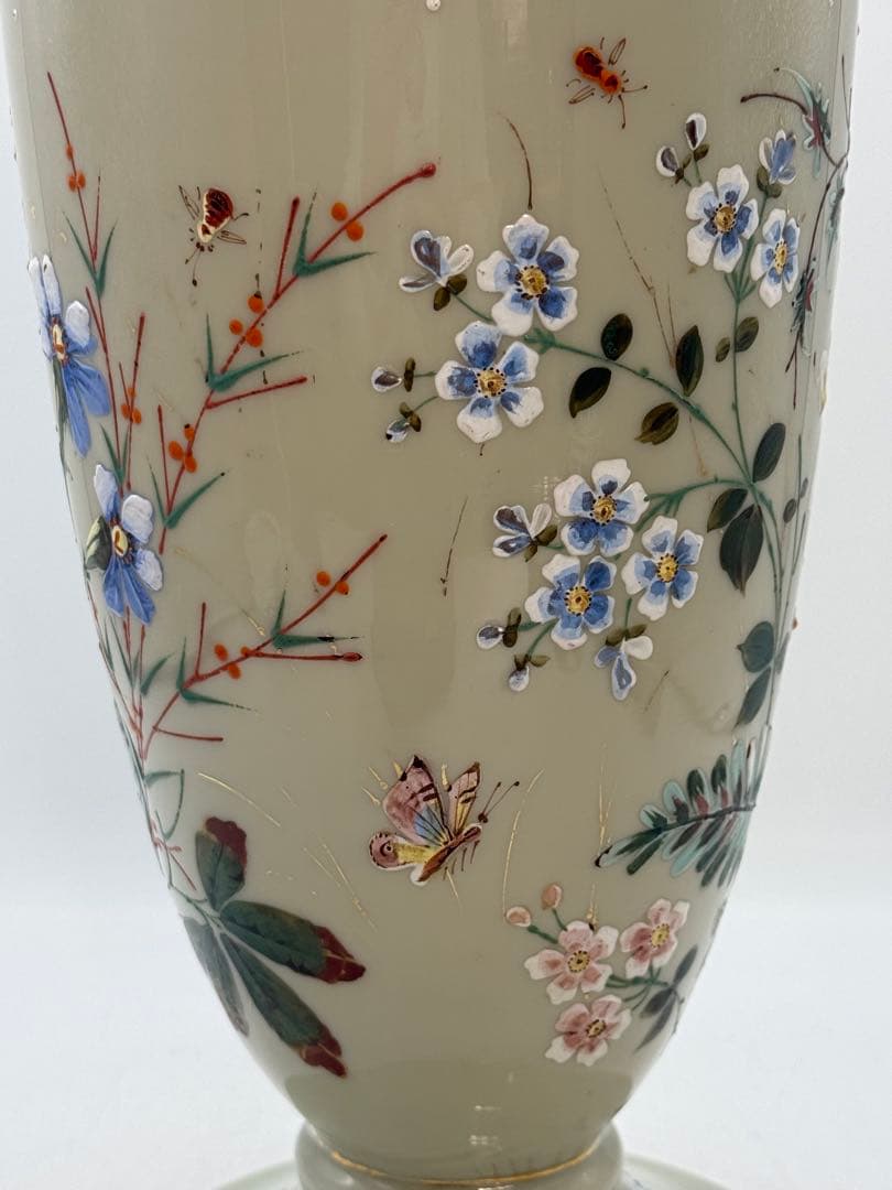 フランス Souvenir エナメルグラス 花柄 アンティーク フランス