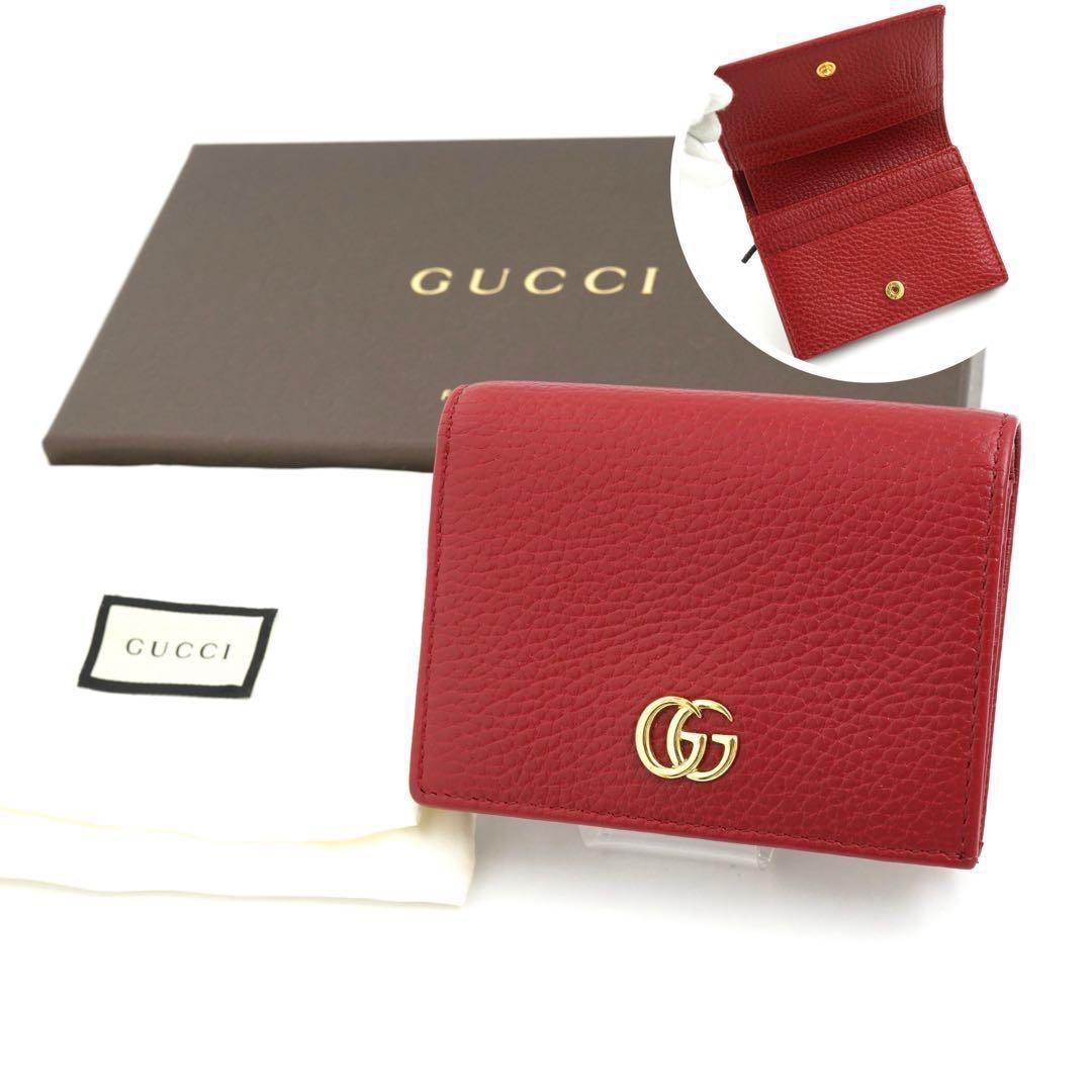 ✨新品未使用✨ GUCCI ミニ財布 マーモント GGロゴ 二つ折り レッド