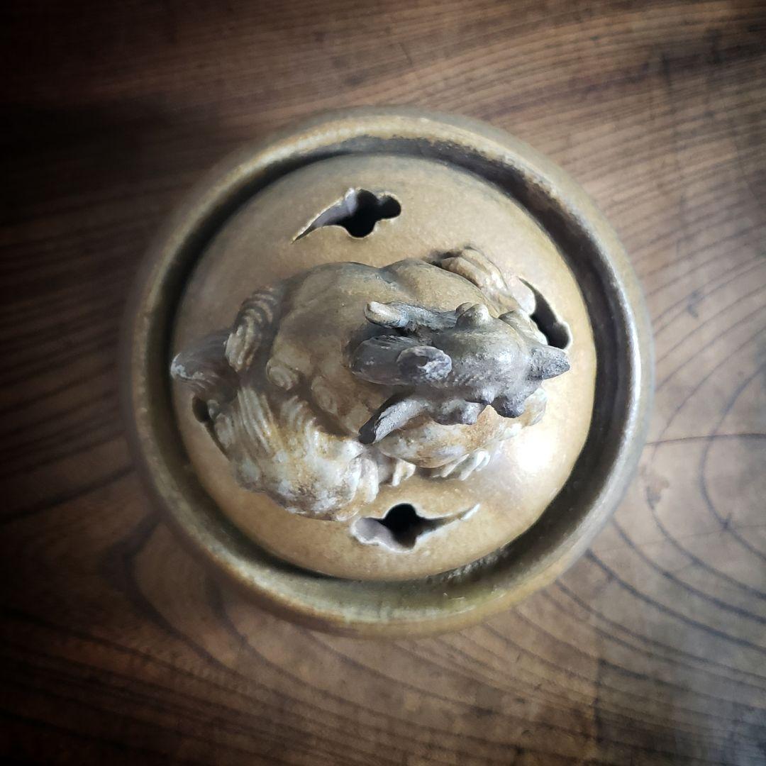 獅子香炉 香炉 備前 陶器 銘あり 訳あり 欠け