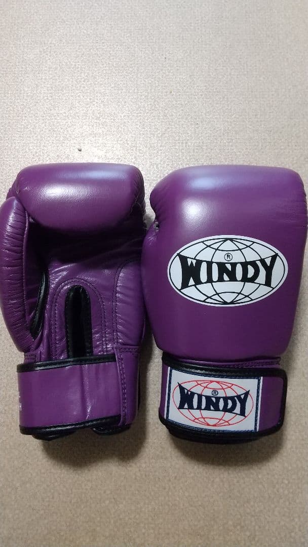 本革製WINDYボクシンググローブ 8oz 紫 キックボクシング