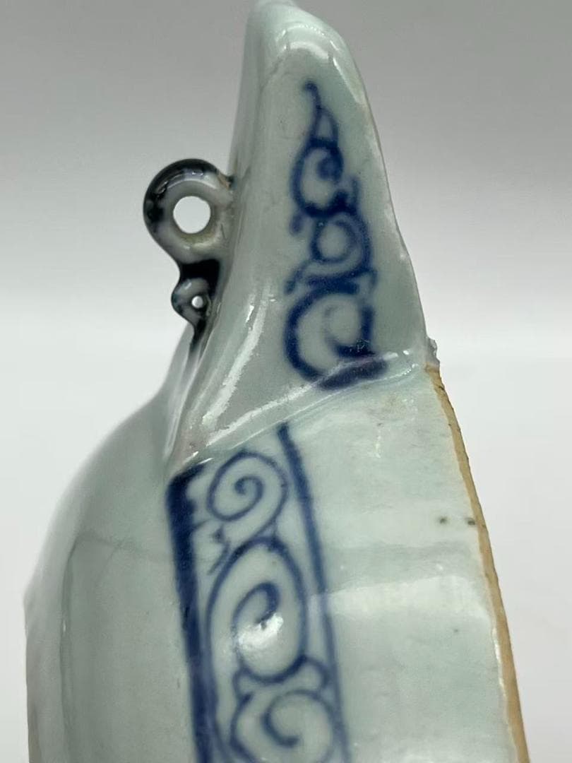 元時代 染付青花蓮池唐草文洗 輪花盤 古染付皿