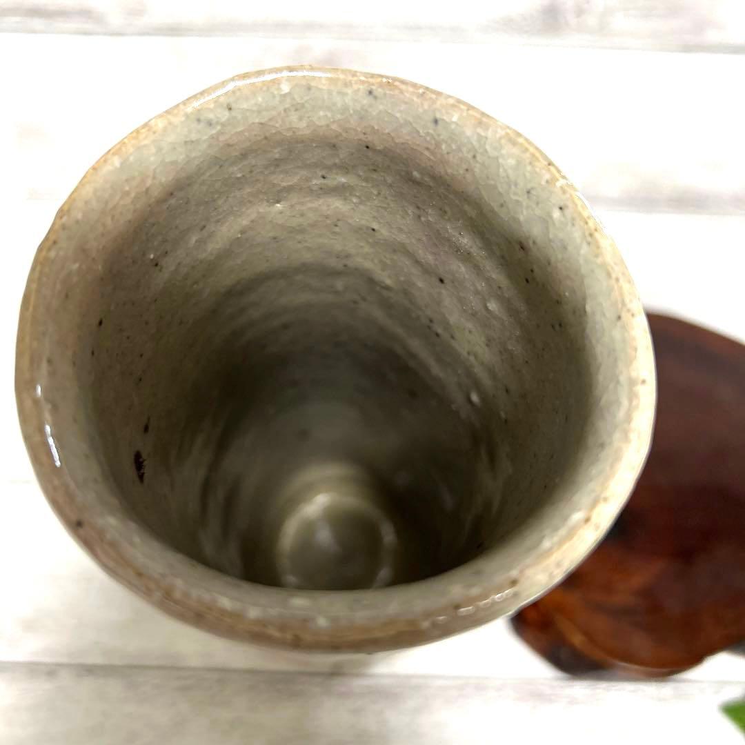 新品　京焼　清水焼　喜兵衛窯　猪飼祐一　灰釉彩竹花生　花瓶　花入　陶芸