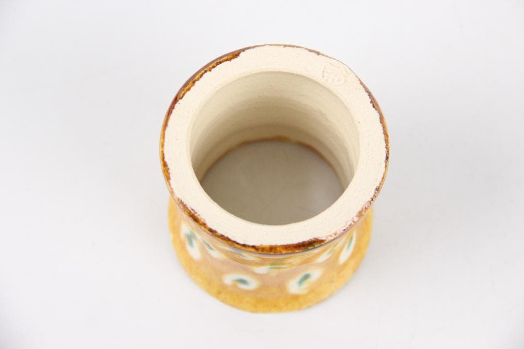 清水保孝作 三彩 蓋置 共箱付 茶道具 京焼 日本工芸会