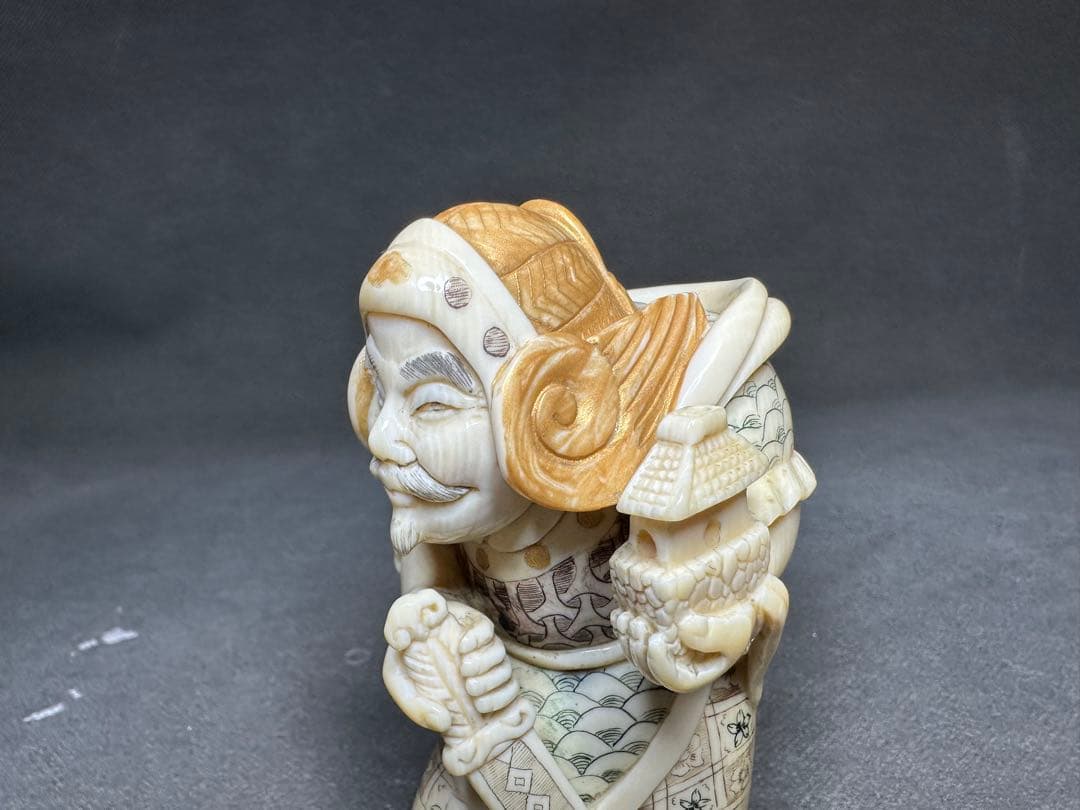 極上 天然素材 七福神 置物 根付 アンティーク 和彫 骨董 飾り物 古美術品