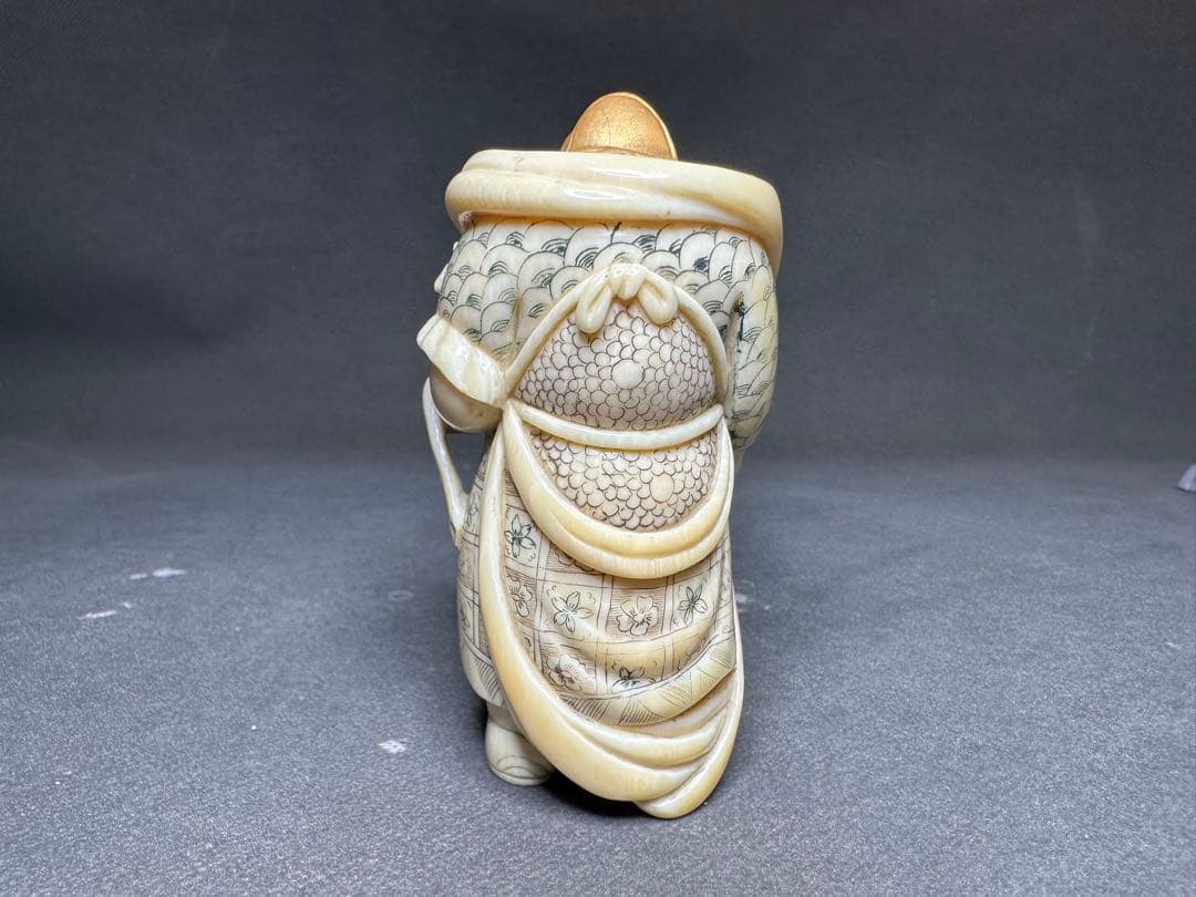 極上 天然素材 七福神 置物 根付 アンティーク 和彫 骨董 飾り物 古美術品