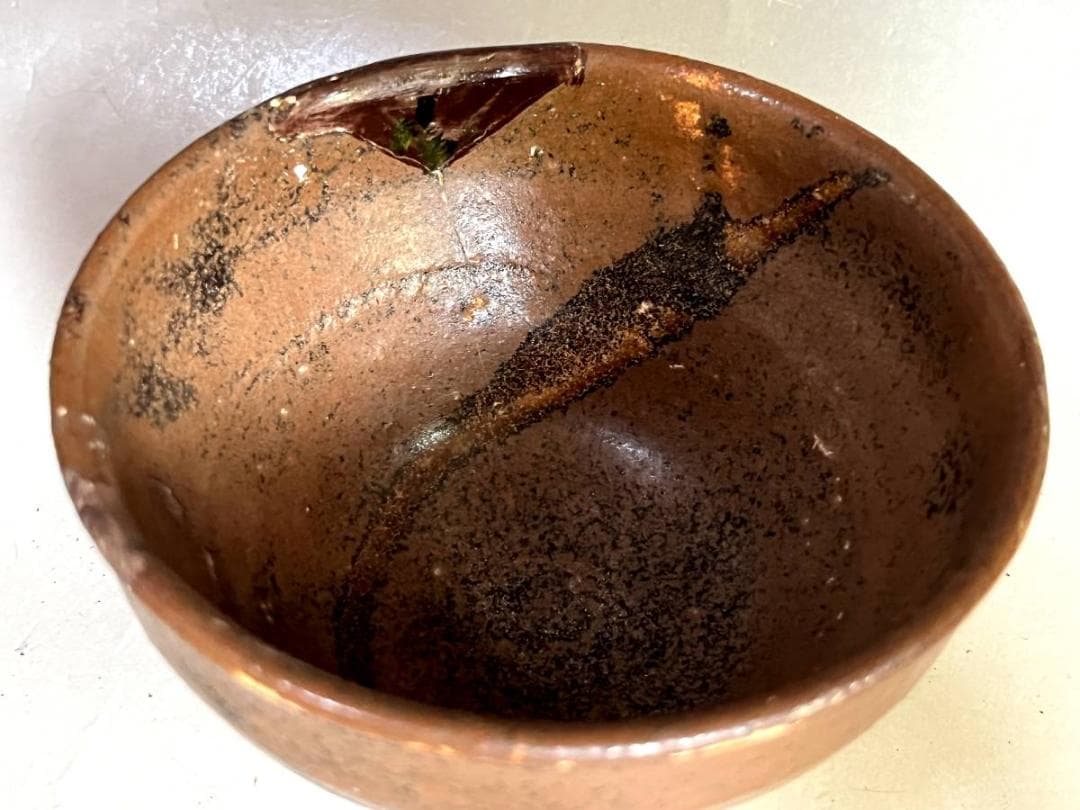 茶碗□茶釉 古い天目茶碗 直し有 お茶道具 古美術 時代物 骨董品