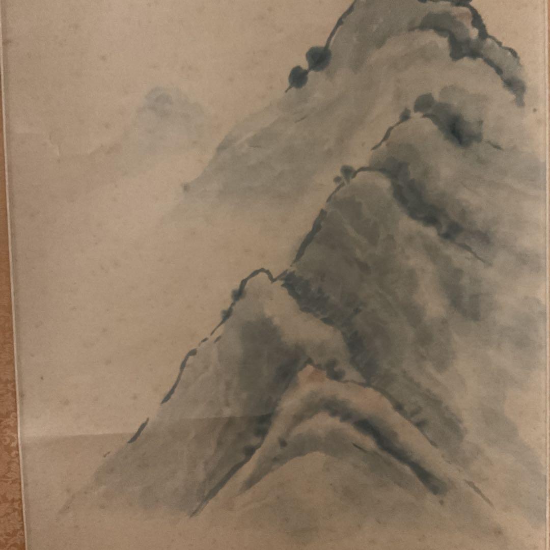 絹本水墨山水図 【南画】 八十八翁の在名 落款印譜在 作者