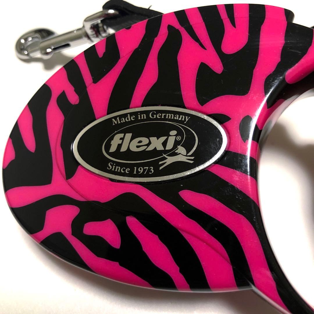 希少 flexi フレキシリード 3mリード ゼブラ柄 犬 ペット ピンク S