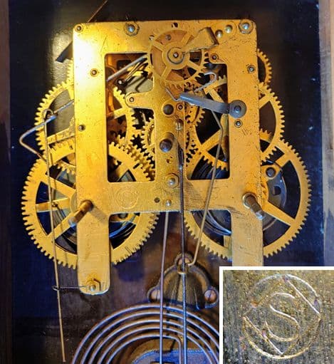 〈完動・美品〉精工舎　セル文字盤宮型ゼンマイ振り子時計　古時計　ボンボン時計