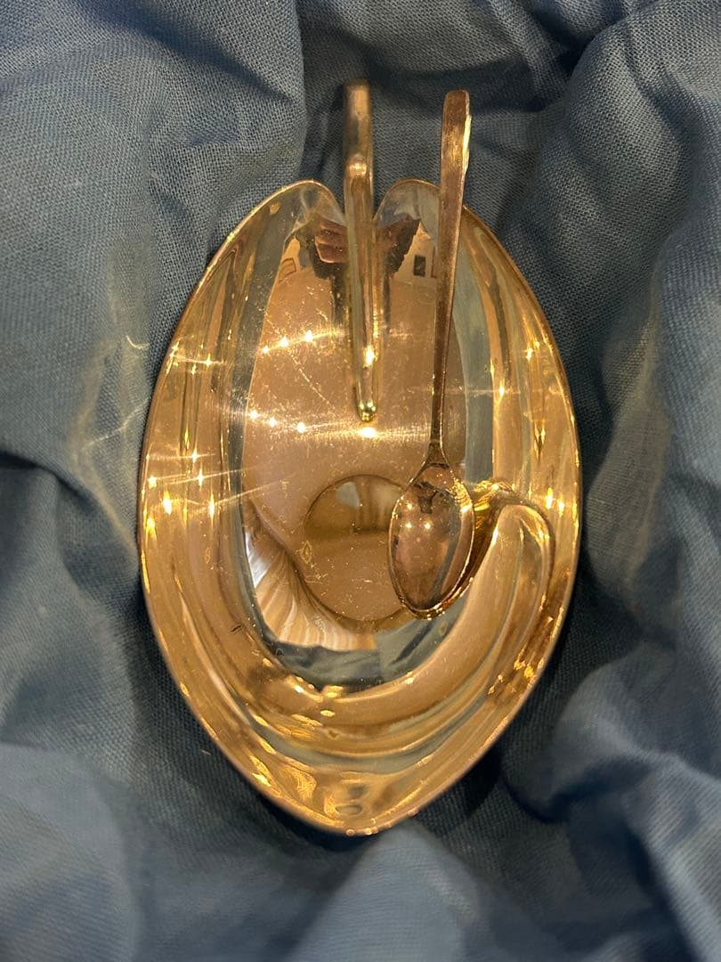 尚美堂　銀食器　若葉　さじ付　未使用品