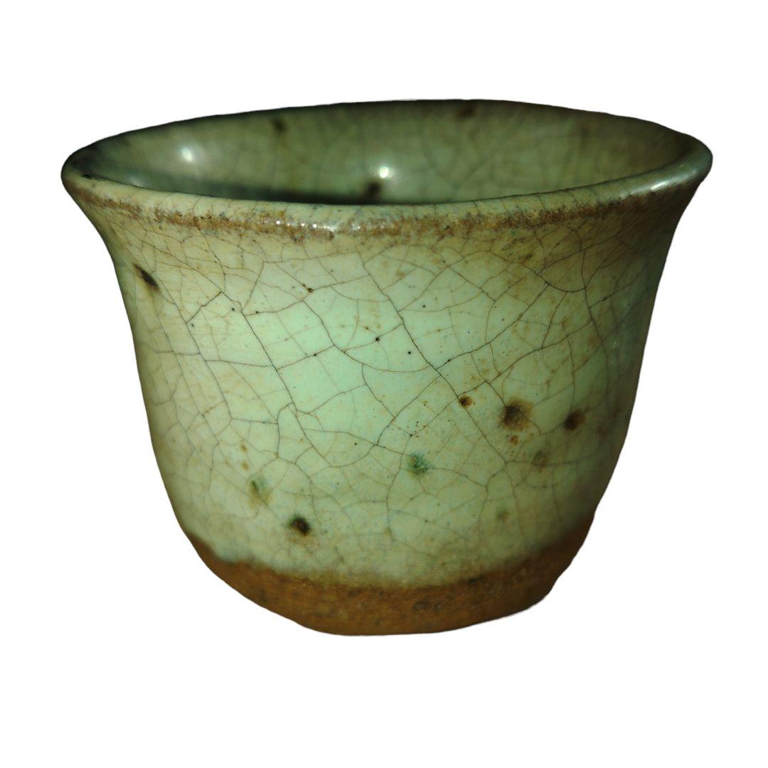 古唐津焼 桃山時代 岸嶽系 斑唐津ぐい呑み 木箱付き