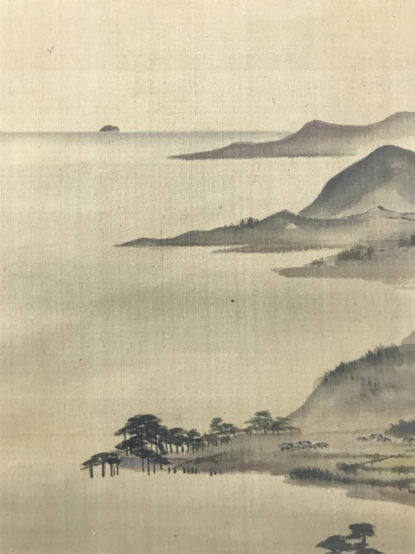 【真作】岡本清暉/春秋山水図/山水図/双幅/掛軸/名家伝来/AC-243