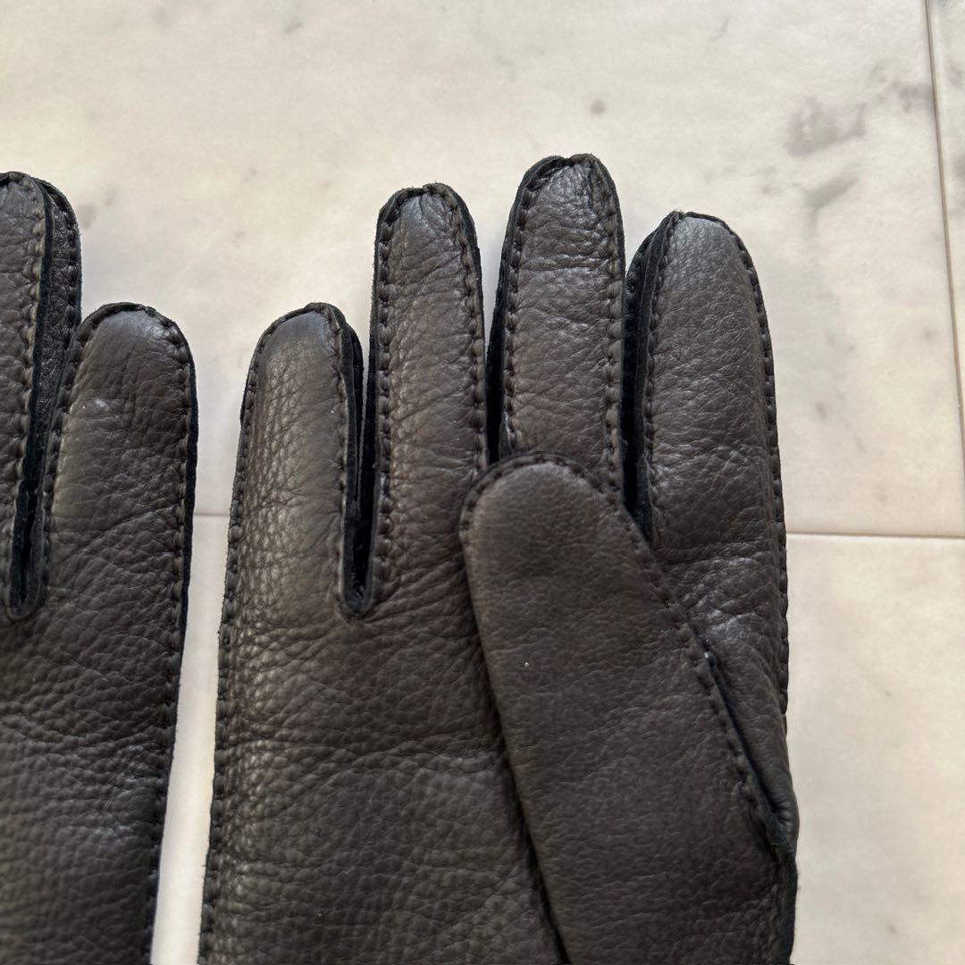 極美品 DENTS レザー 本革 手袋 8 カシミアライニング 黒 ブラック