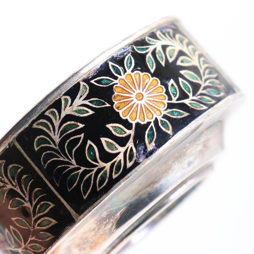 金城向田製 七宝焼 唐草文銀盃 純銀刻印 約72g M829 N1