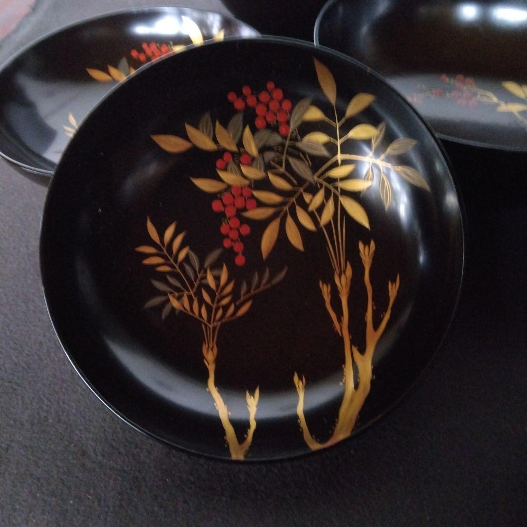 輪島塗り　お椀　蒔絵　南天