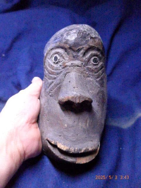 石見神楽面将鬼鬼男お面能面壁掛け般若角置物レトロ工芸品