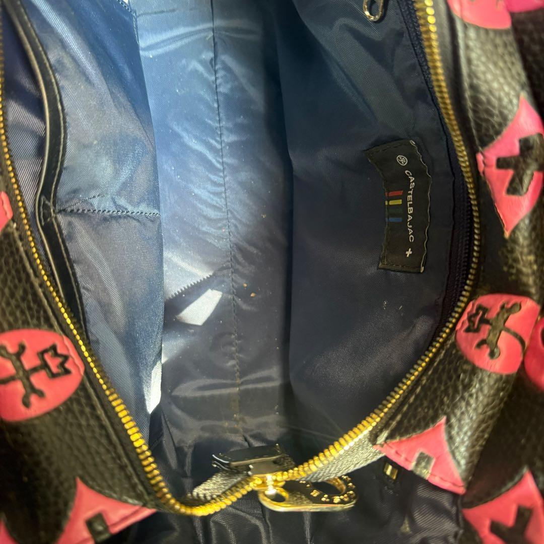 カステルバジャック　クレア　ミニトート　ハンドバッグ　ブラック　ピンク　レザー