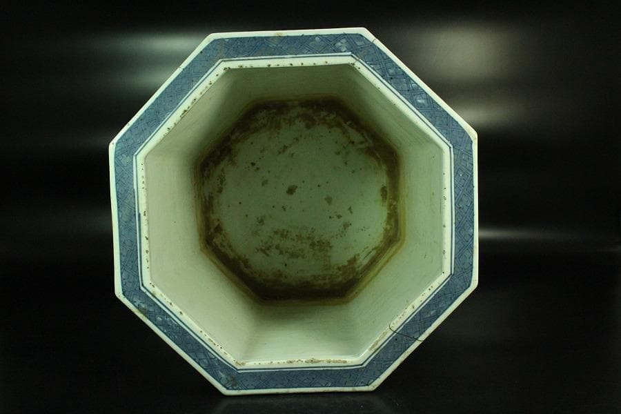 中国美術 青花 馬紋 八方器 高30cm 水屋鉢伝来 成化年製 款 K-A866