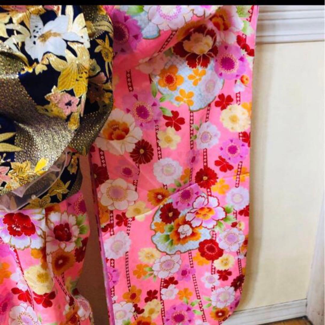 七五三七歳❣️四つ身着物未使用⭐︎ピンク花々金彩煌びやか絢爛⭐︎完全フルセット激可愛い