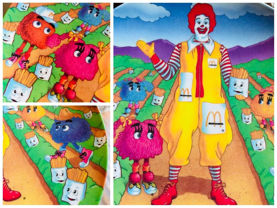 80' McDonald's Plastic Plate×4 マクドナルド絵皿