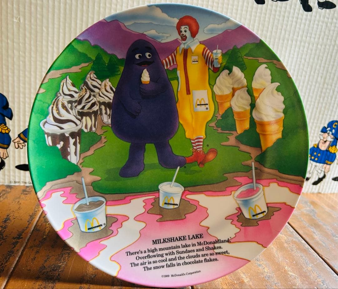 80' McDonald's Plastic Plate×4 マクドナルド絵皿