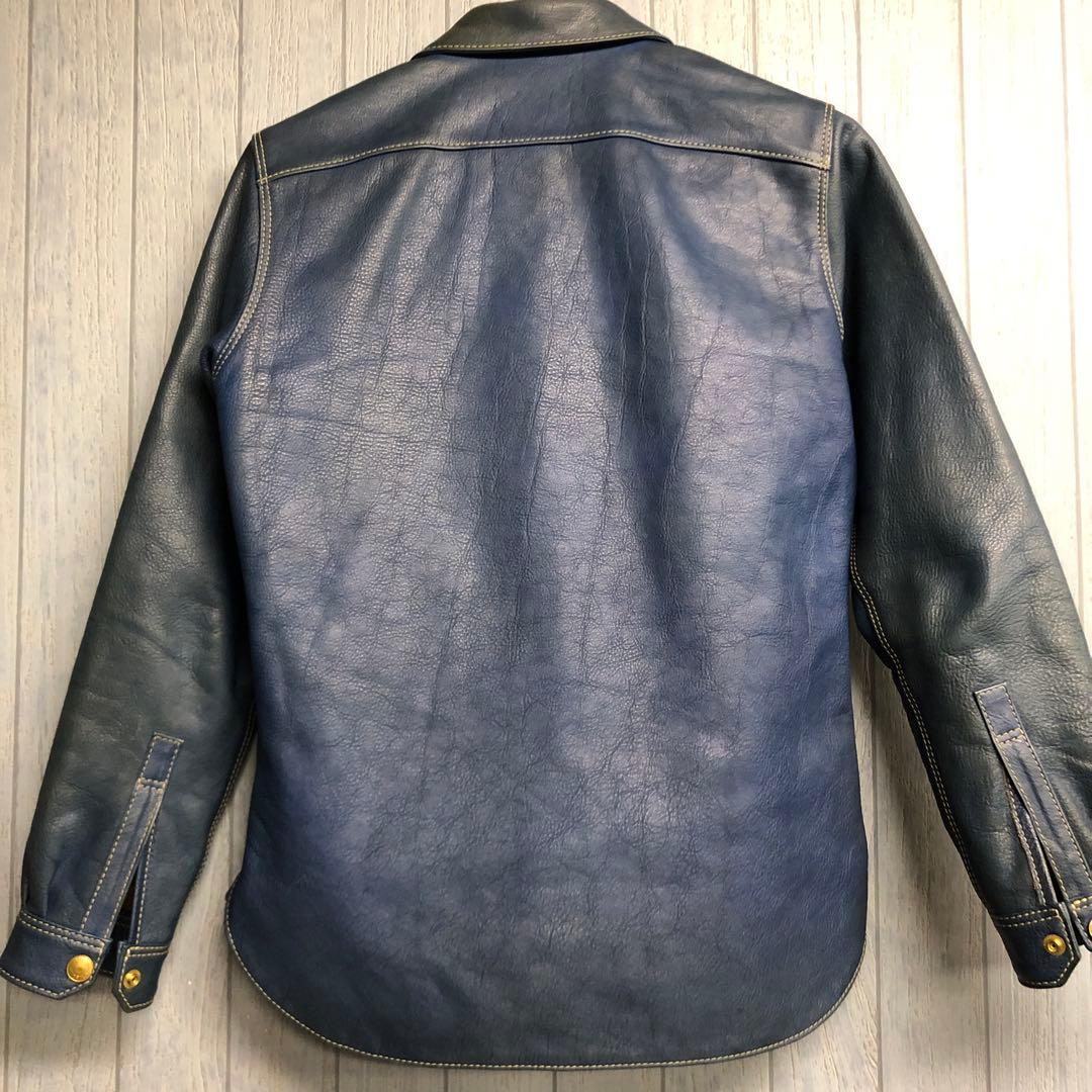 天神ワークス レザーシャツ コバルトブルー - メルカリ