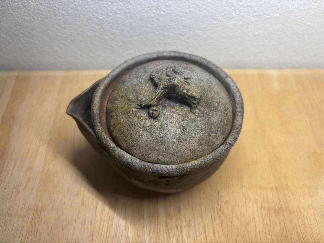 62.備前焼 宝瓶 登り窯 梅 手びねり 急須