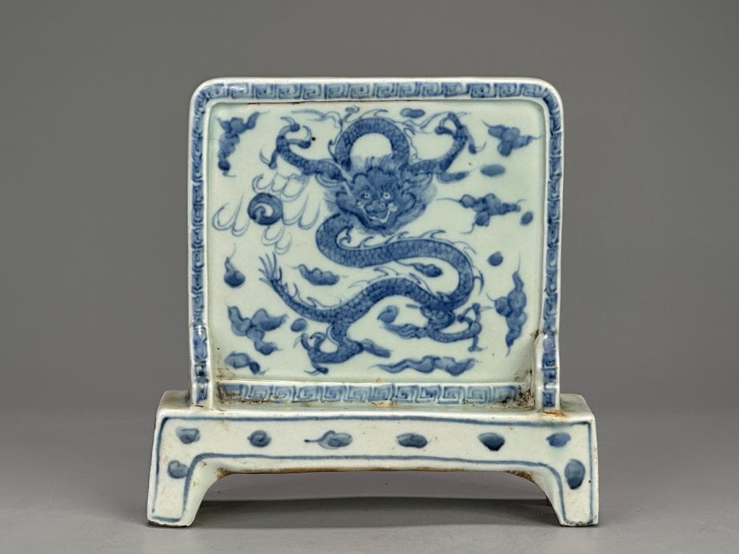 中国美術 明〜清時代 青花龍文硯屏 置物 時代 古物 唐物 - メルカリ