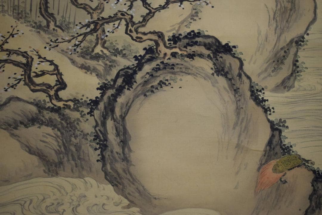 真作/上田丹崖/山水画賛/布袋屋掛軸HG-3