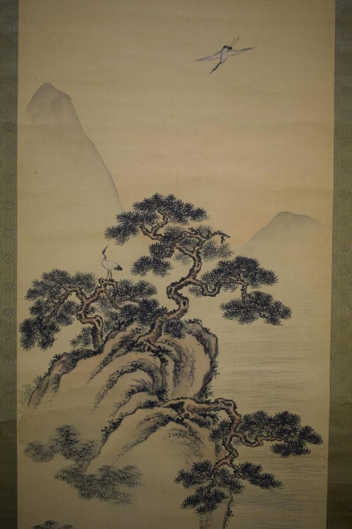 真作/上田丹崖/山水画賛/布袋屋掛軸HG-3