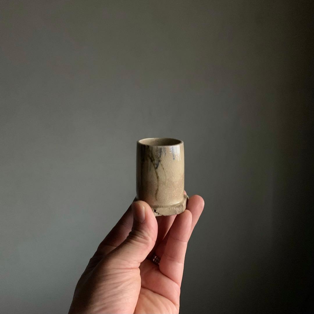 銹絵 染付 筒盃 巾筒 杓立 線香立 古道具 京焼 清水焼 古道具